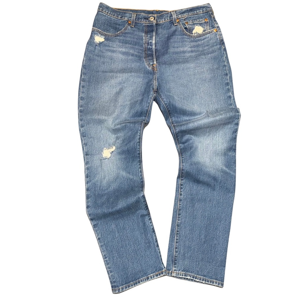 501 Levis Distressed Straight Blue Jeans 34x30